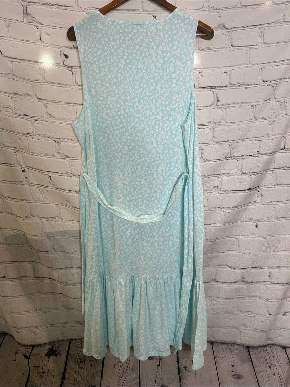 J. Crew Light Aqua Floral Sleeveless Tie-Waist Midi Dress Size 2X